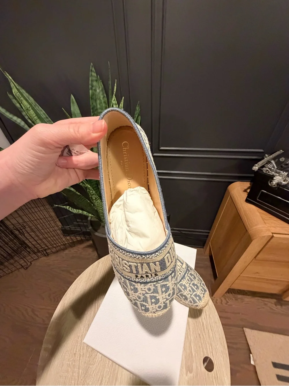 NEW IN BOX Dior Christian Dior Blue Logo Canvas Espadrilles SIZE 39